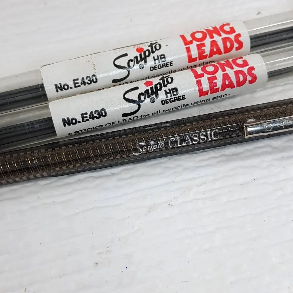Vintage Scripto Classic Mechanical Pencil Translucent gray Clear w/ long‎ leads
